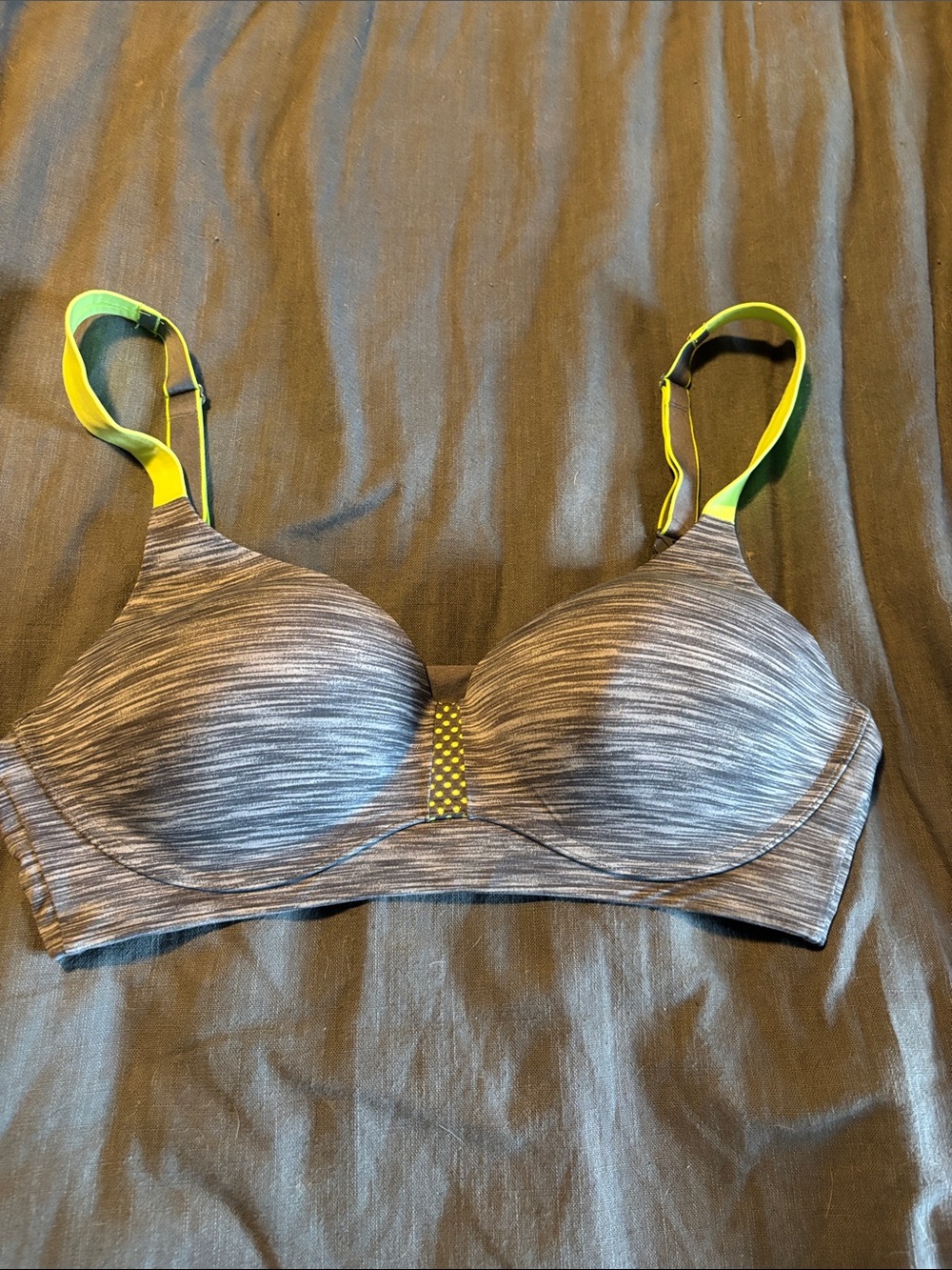 Maidenform Heather Gray Bra with Lime Green Straps